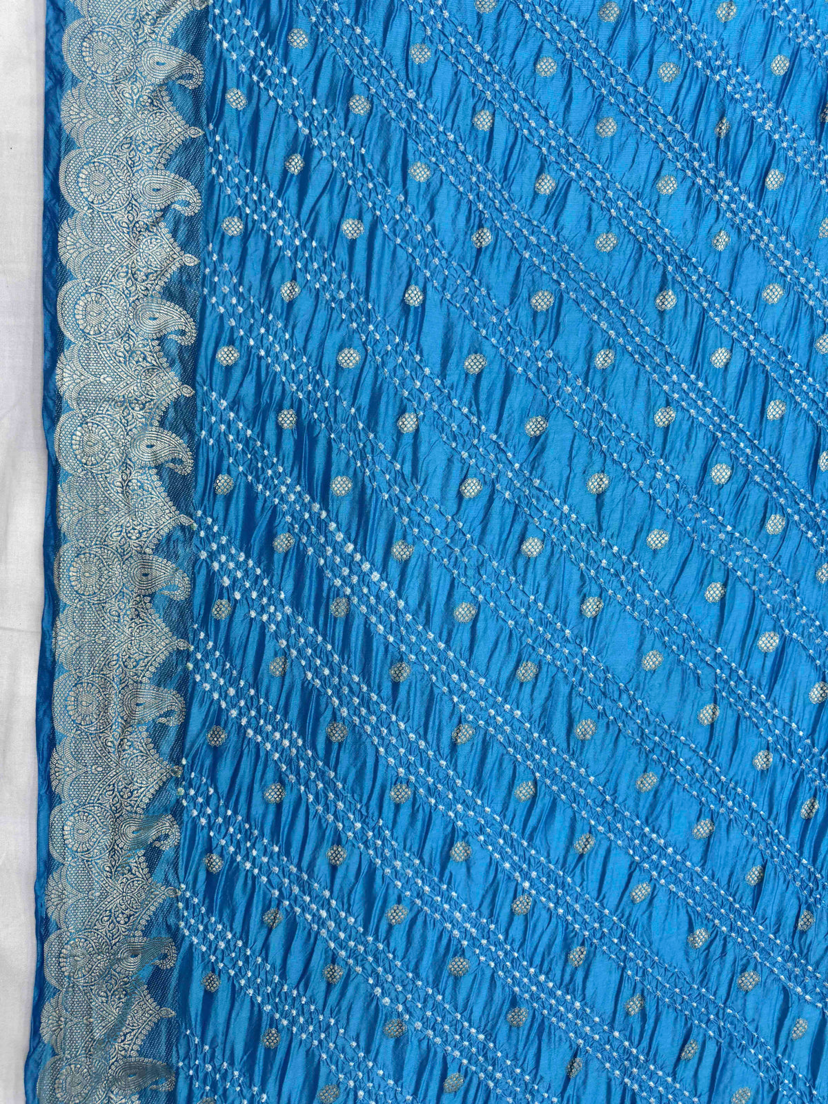 Sky Blue Katan Silk Bandhani Saree