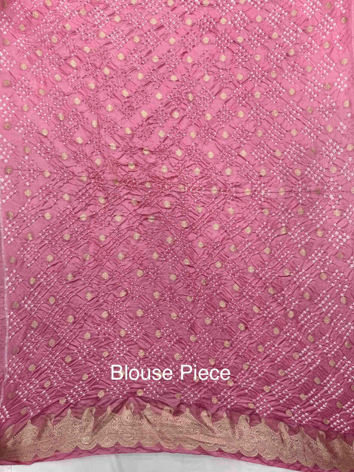 Peach Pink Shaded Katan Silk Bandhani Saree
