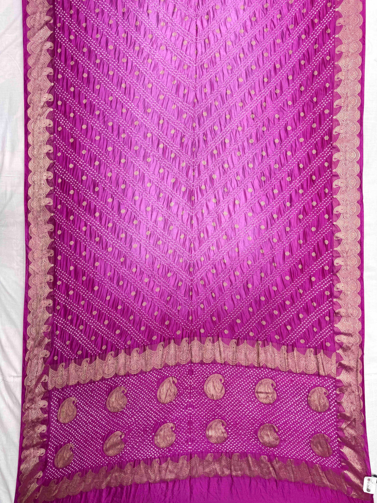 Pink Shaded Katan Silk Bandhani Saree