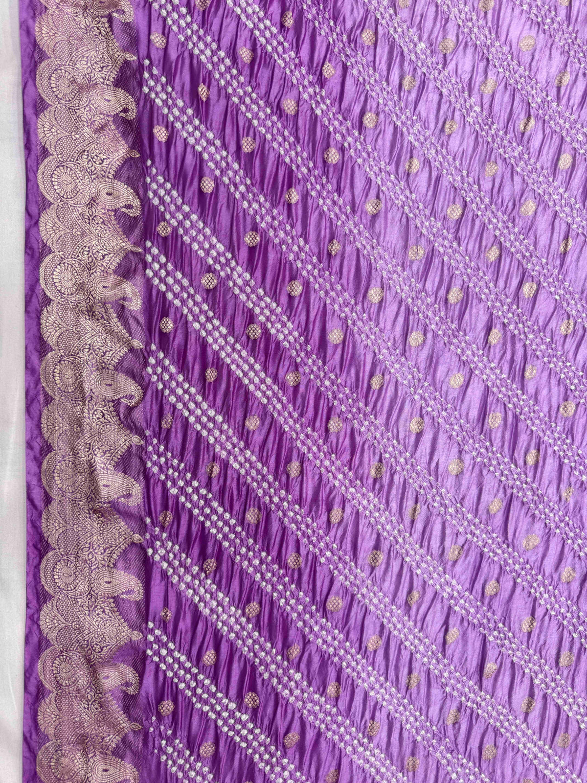 Purple Shaded Katan Silk Bandhani Saree