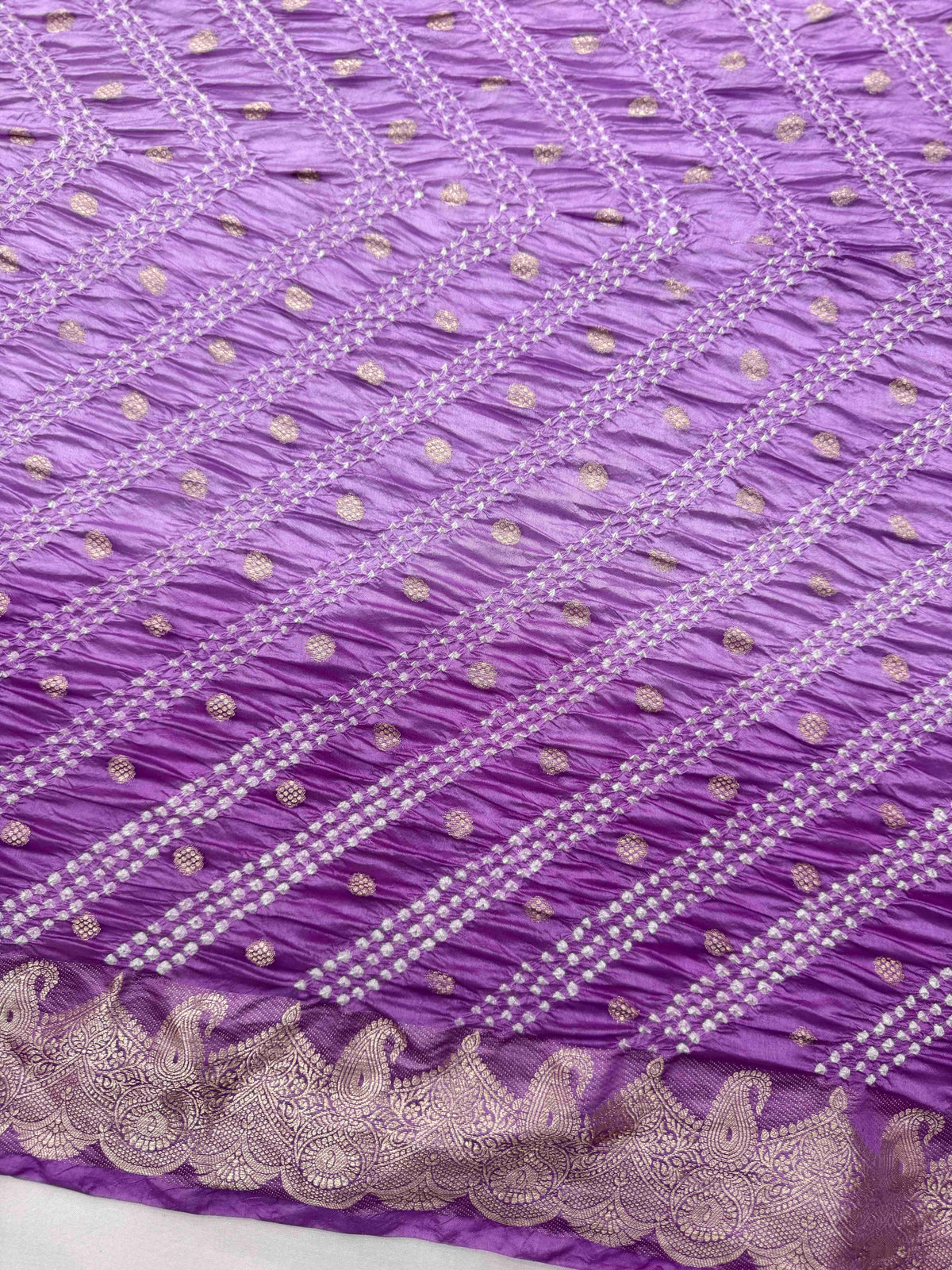 Purple Shaded Katan Silk Bandhani Saree