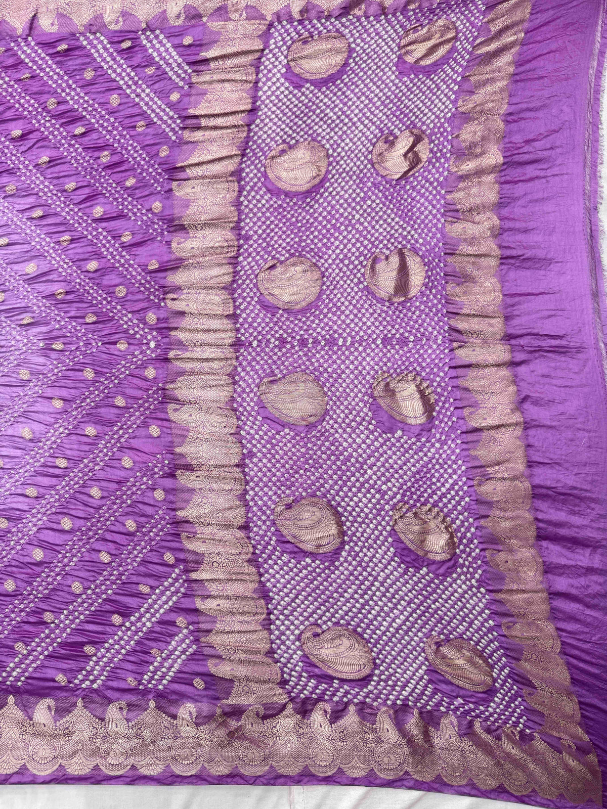 Purple Shaded Katan Silk Bandhani Saree