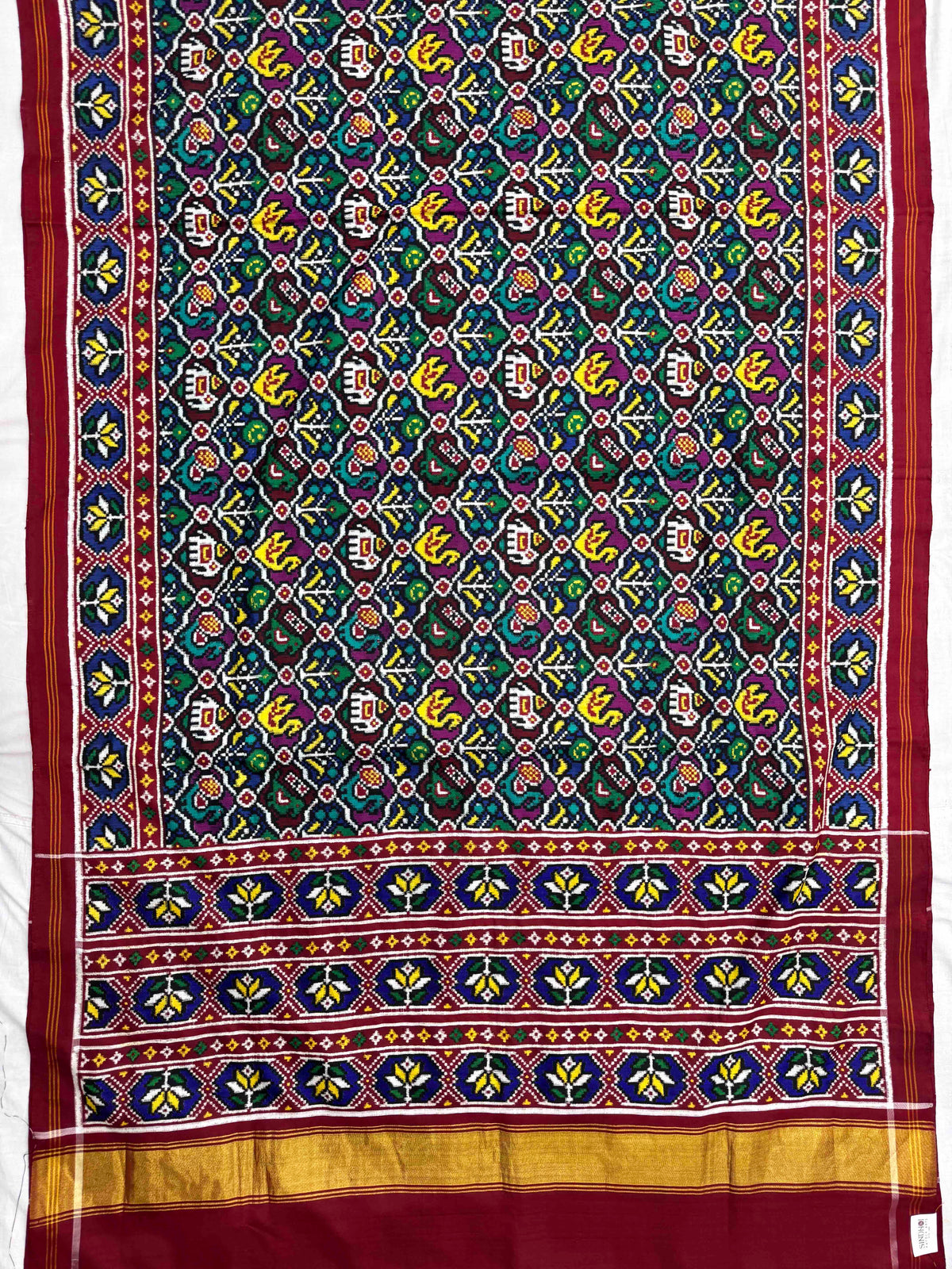 Maroon & Multicolour Small Narikunj Double Ikat Patan Patola Saree