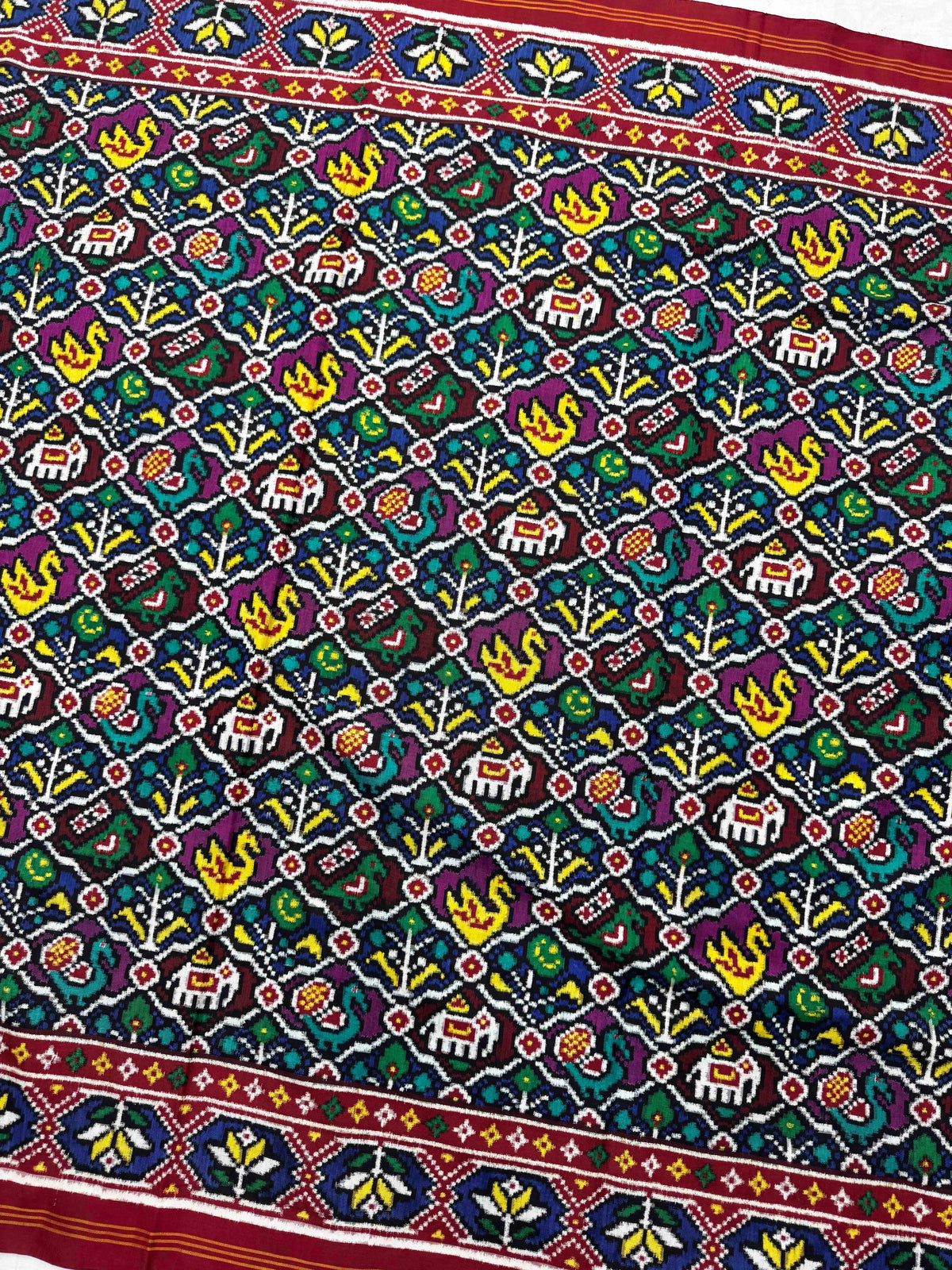 Maroon & Multicolour Small Narikunj Double Ikat Patan Patola Saree
