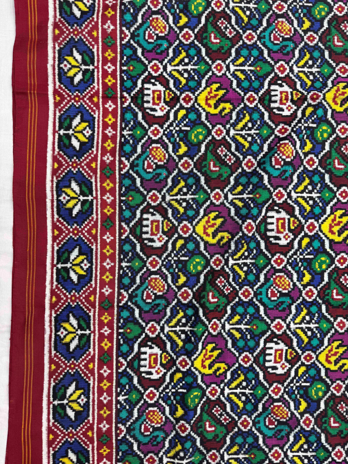 Maroon & Multicolour Small Narikunj Double Ikat Patan Patola Saree