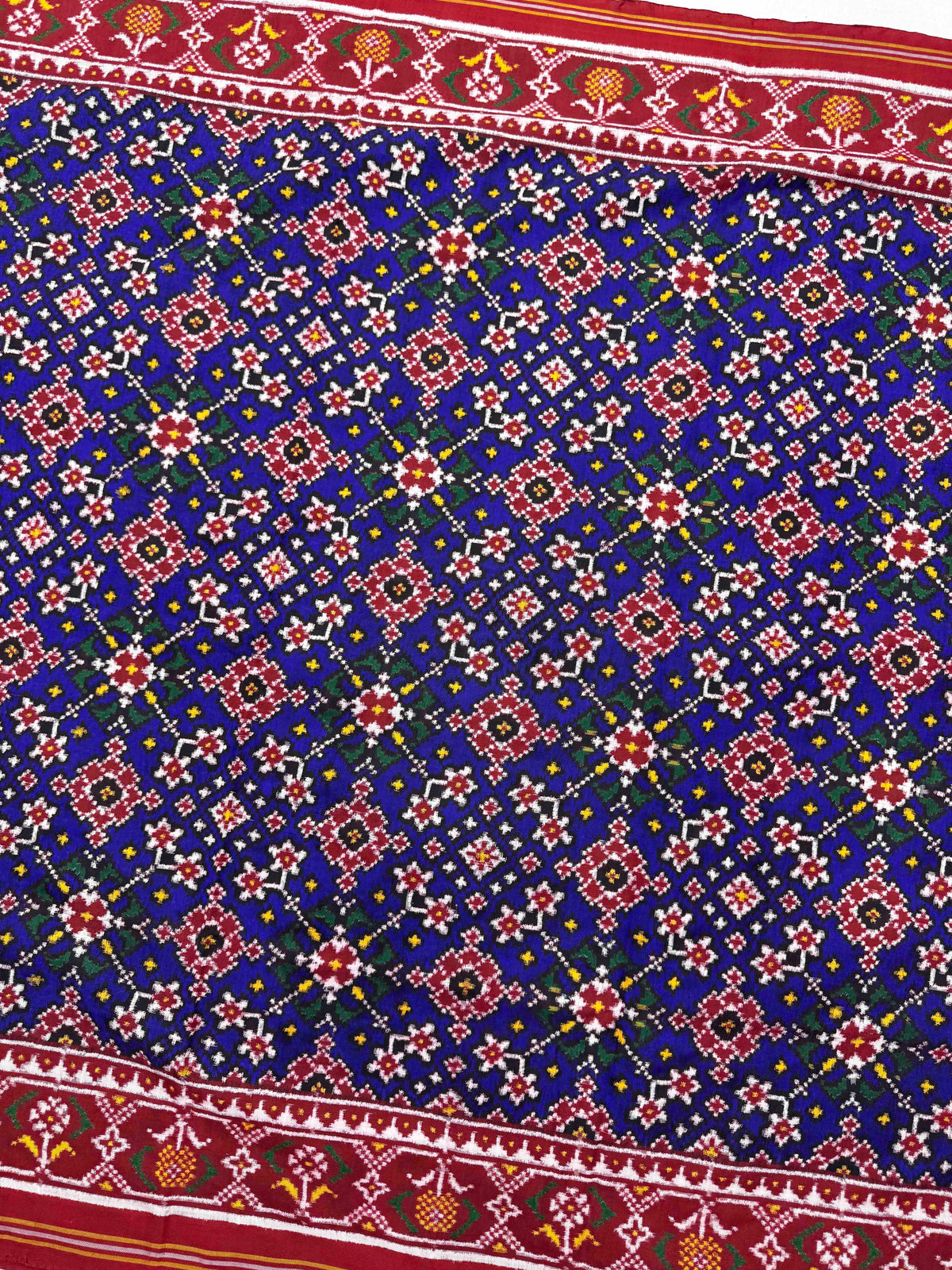 Red & Blue Navratan Double Ikat Patan Patola Saree