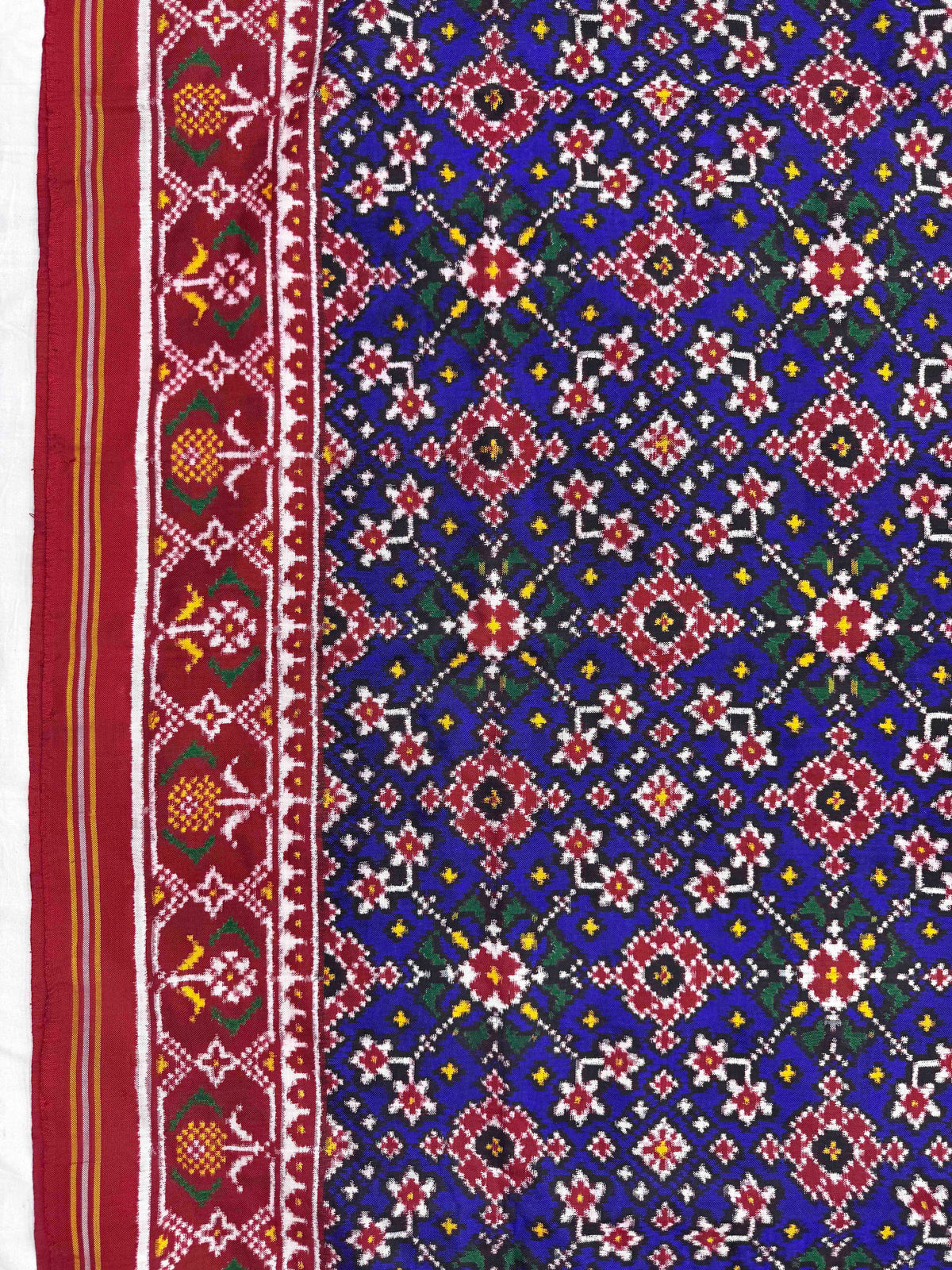 Red & Blue Navratan Double Ikat Patan Patola Saree