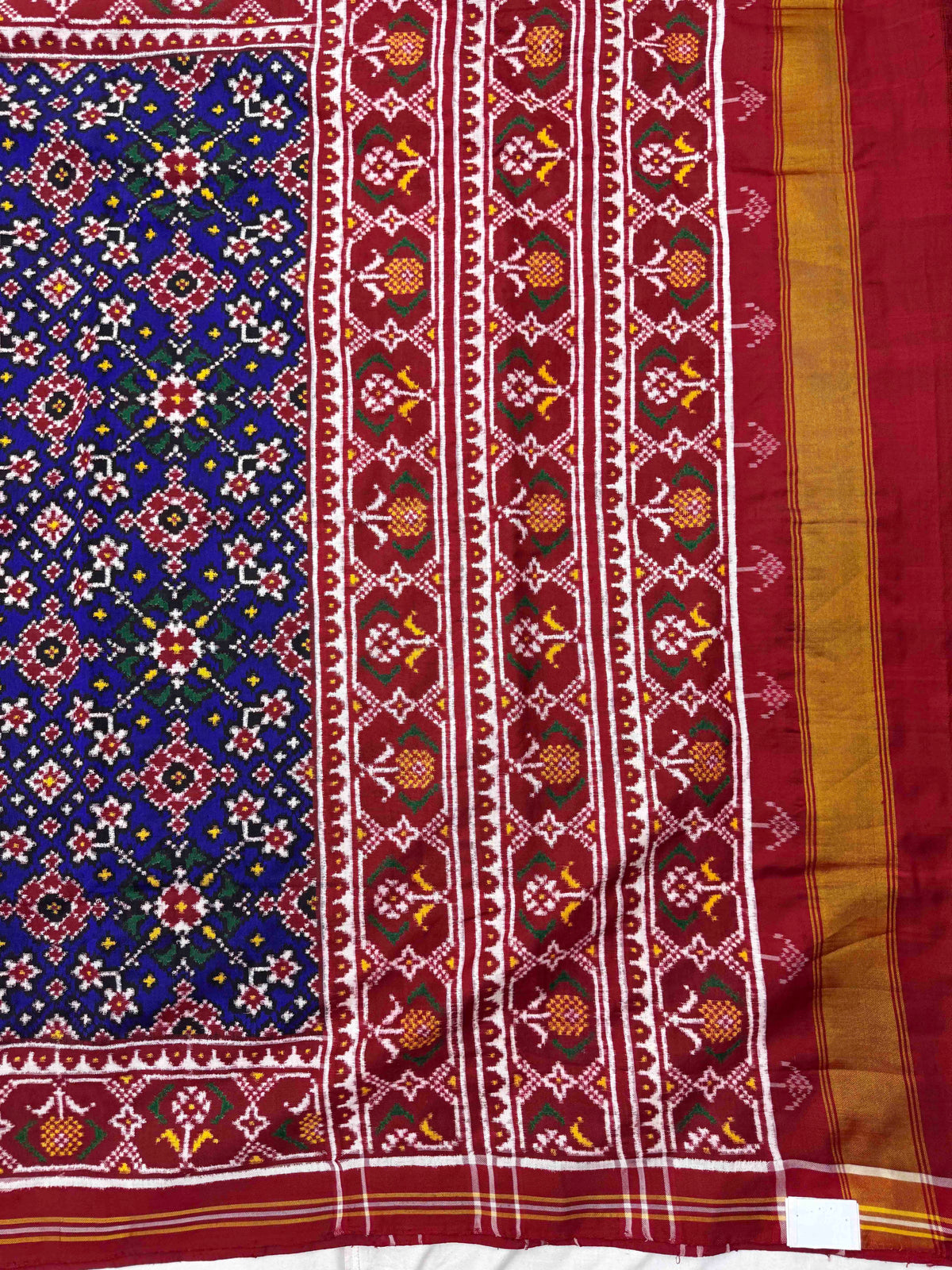 Red & Blue Navratan Double Ikat Patan Patola Saree