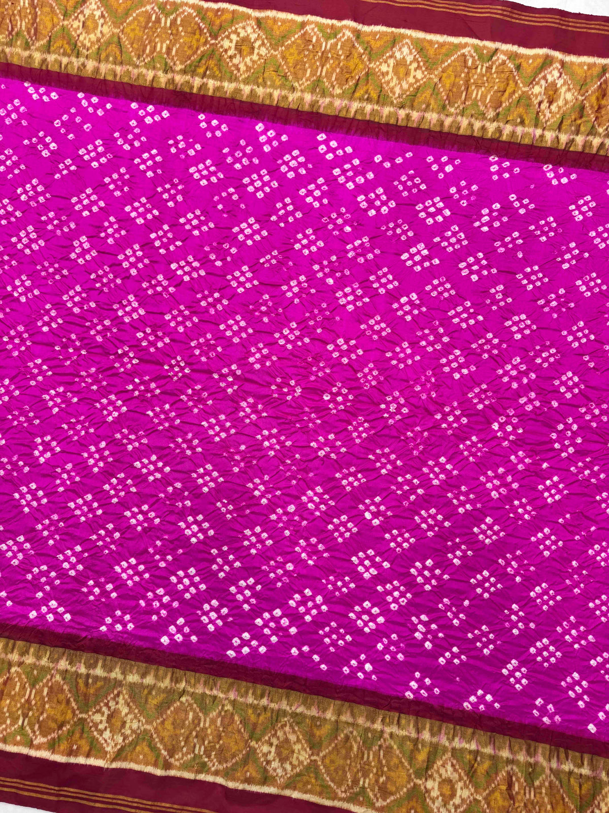 Red & Pink Single Ikat Bandhani Patola Saree