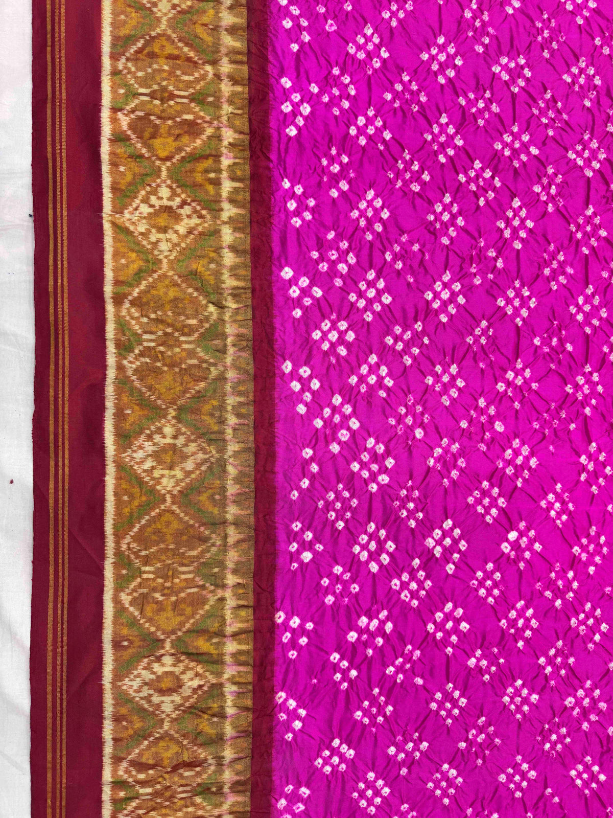 Red & Pink Single Ikat Bandhani Patola Saree