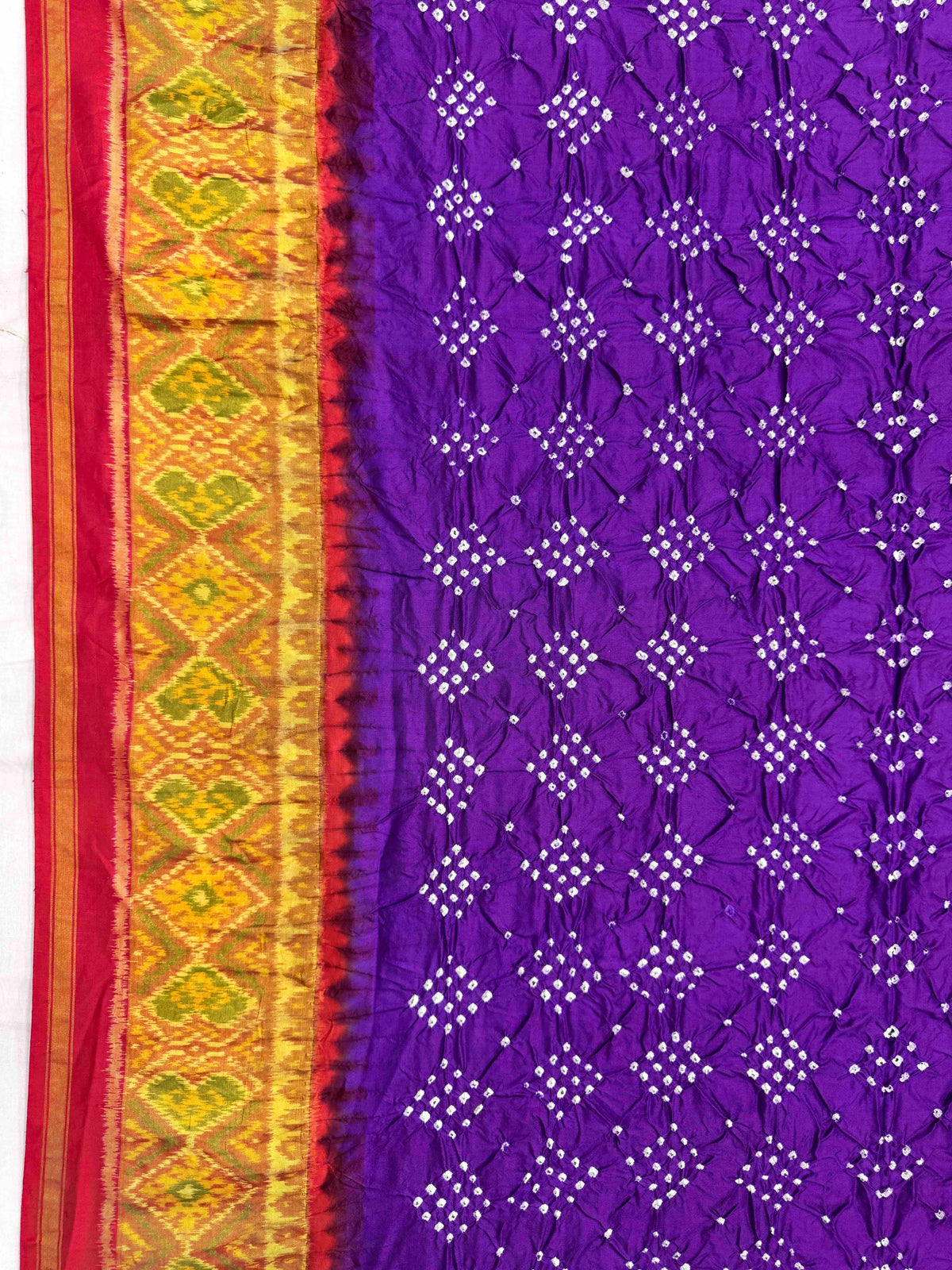 Red & Purple Single Ikat Bandhani Patola Saree