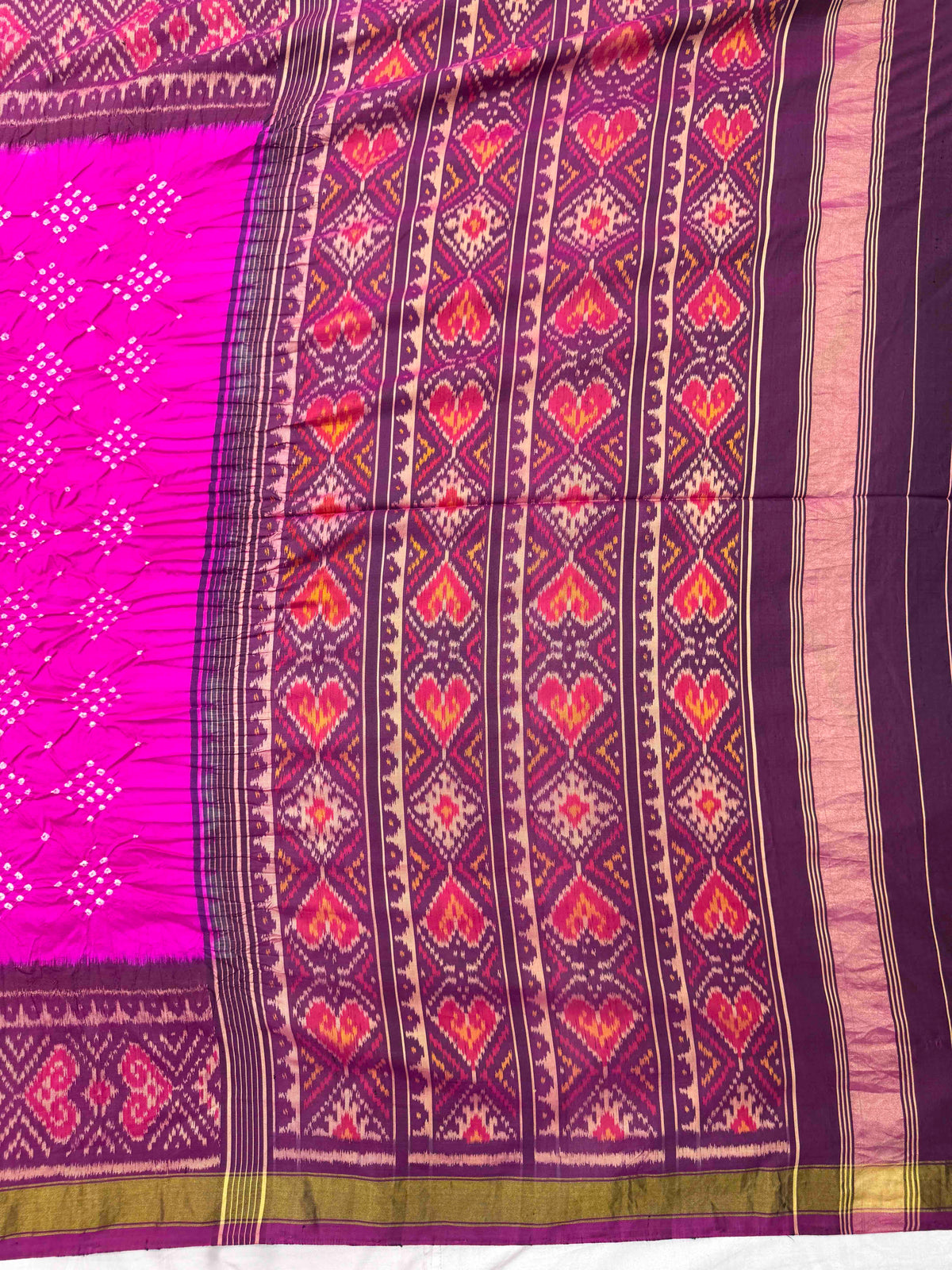 Purple & Pink Single Ikat Bandhani Patola Saree
