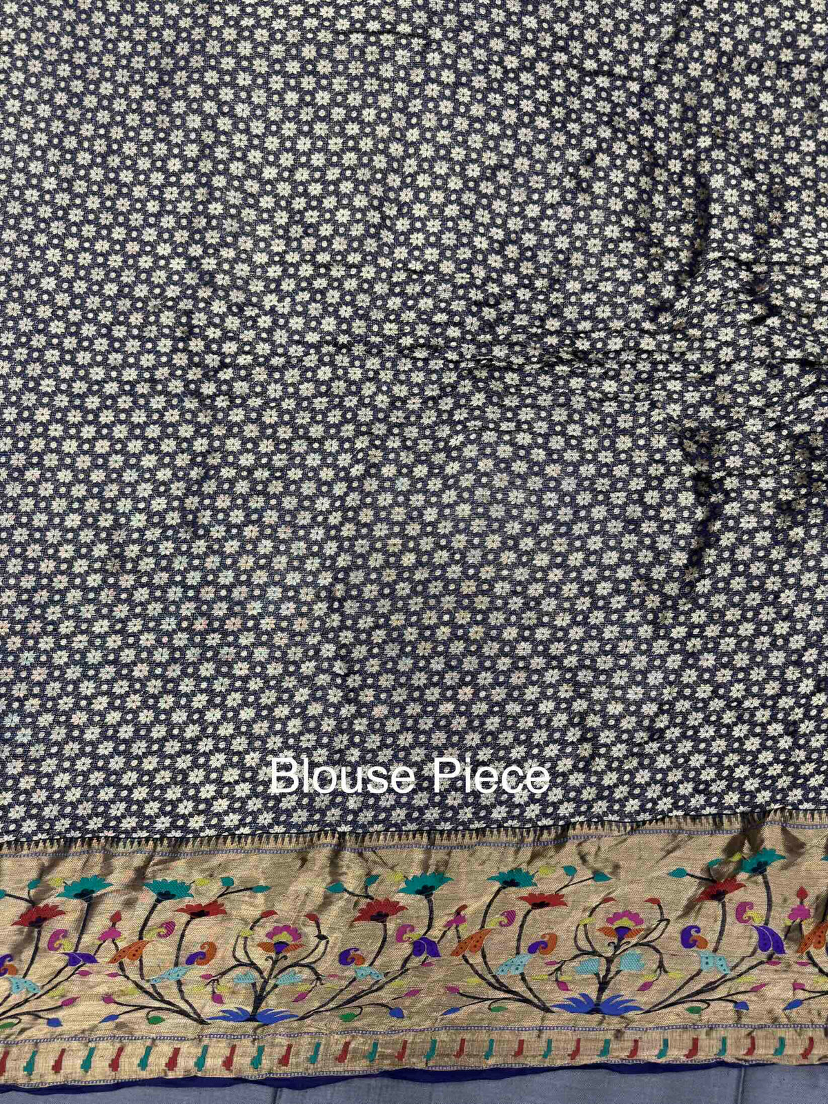 Dark Blue Kota Doria Paithani Bandhani Saree