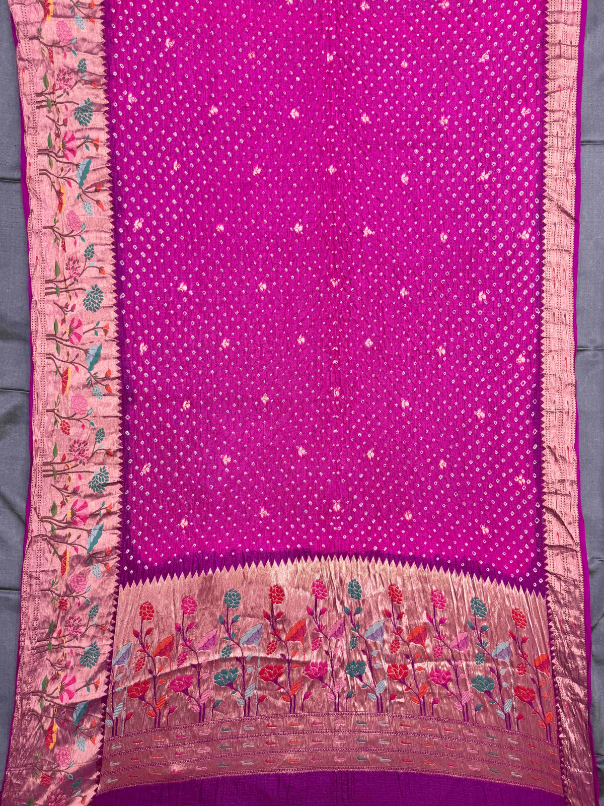 Pink Kota Doria Paithani Bandhani Saree