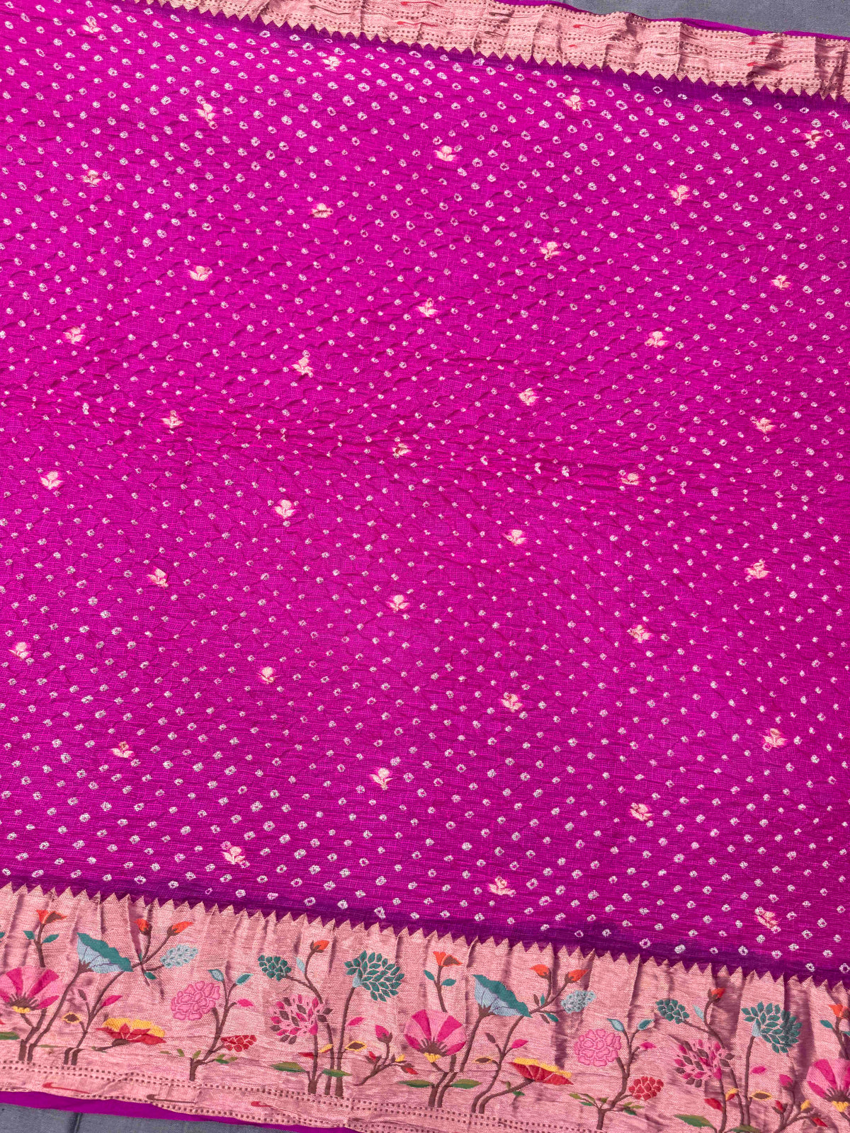 Pink Kota Doria Paithani Bandhani Saree