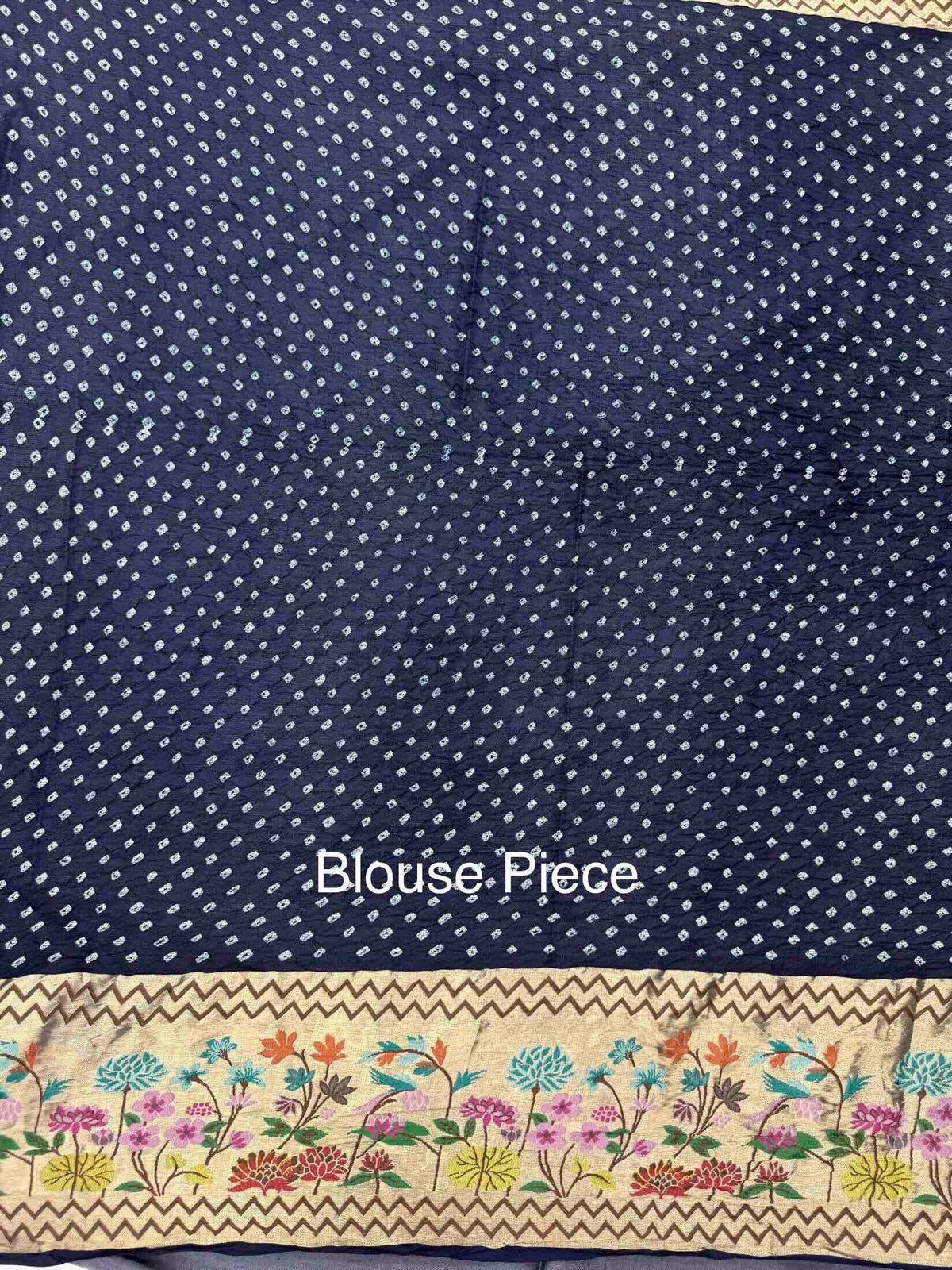 Dark Blue & Sea Green Kota Doria Paithani Bandhani Saree