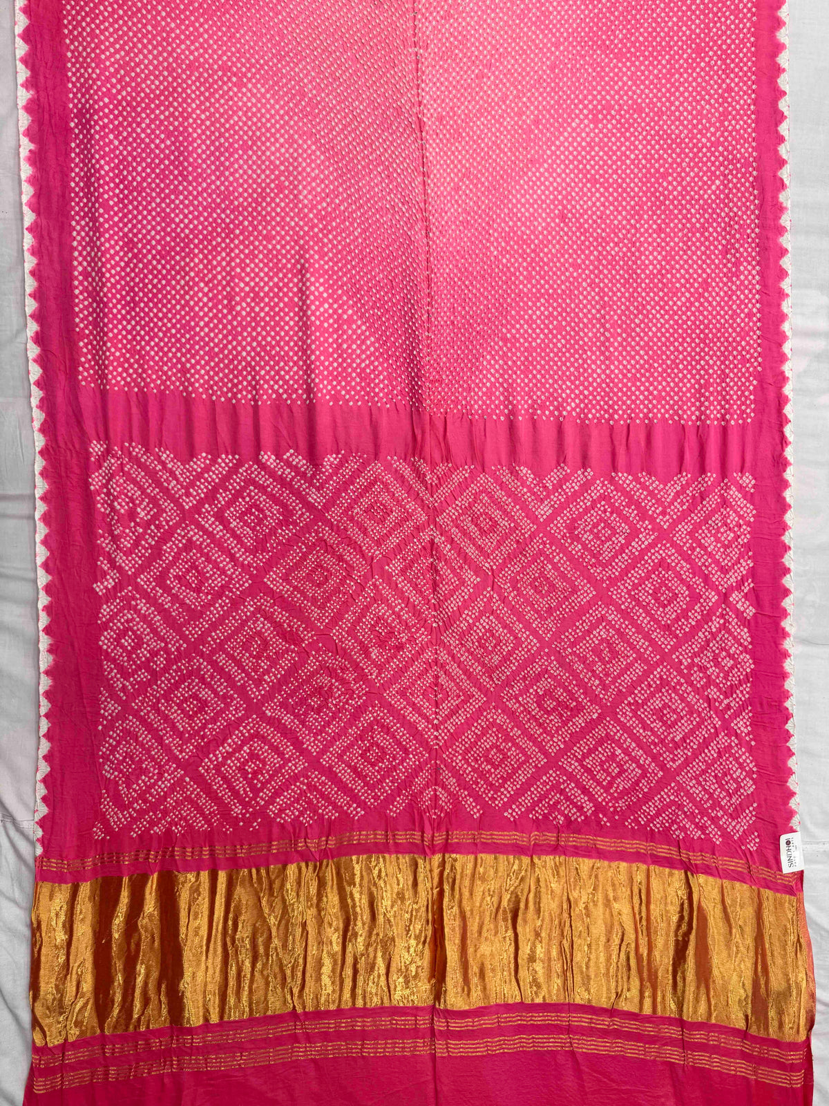 Pink Shaded Gajji Bandhani Saree