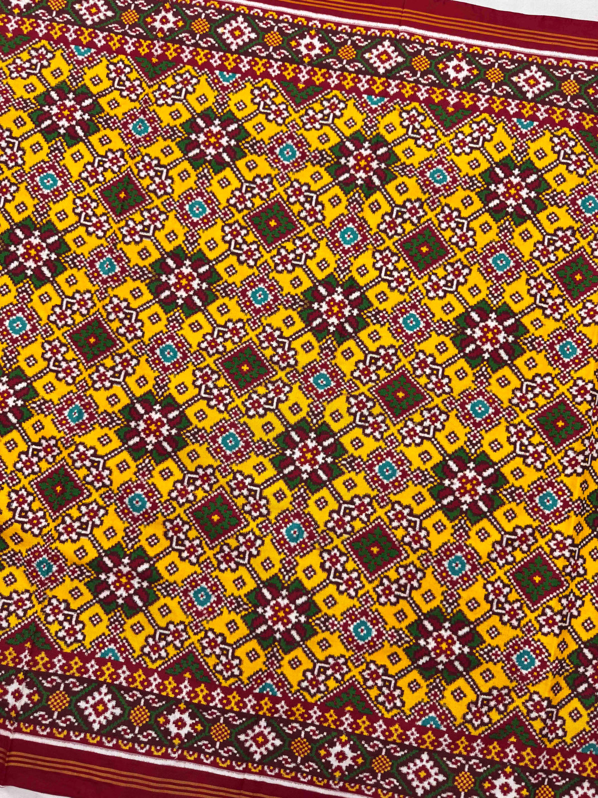 Red & Yellow Navratan Double Ikat Patan Patola Saree
