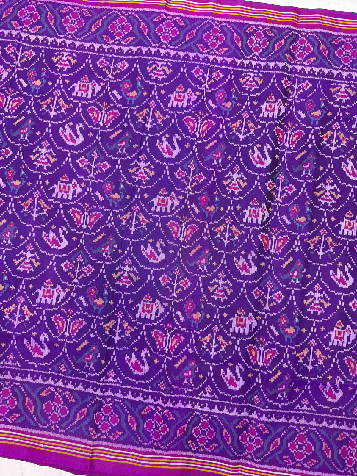 Purple Small Narikunj Single Ikat Patan Patola Saree