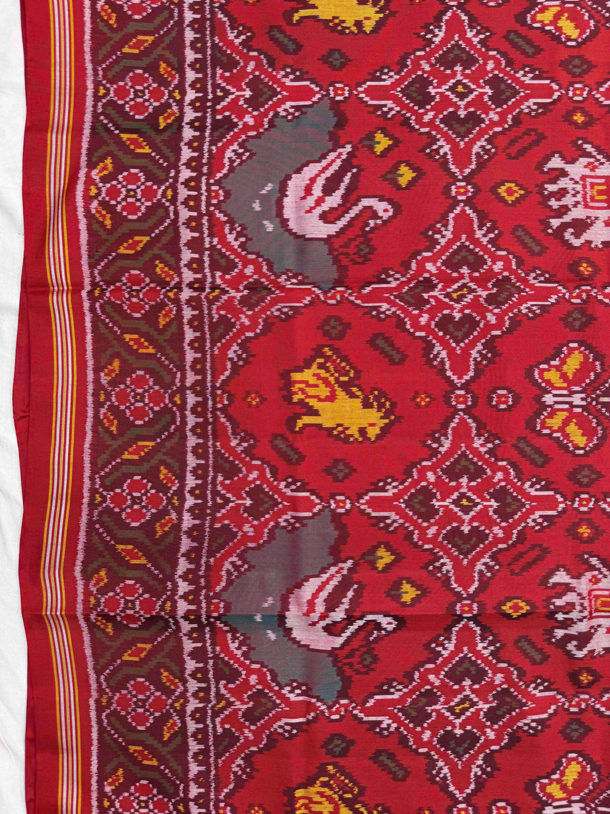 Red Narikunj Chhabdi Single Ikat Patan Patola Saree