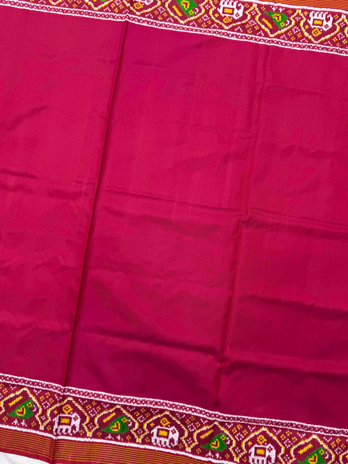 Red & Dark Pink Plain Double Ikat Patan Patola Saree