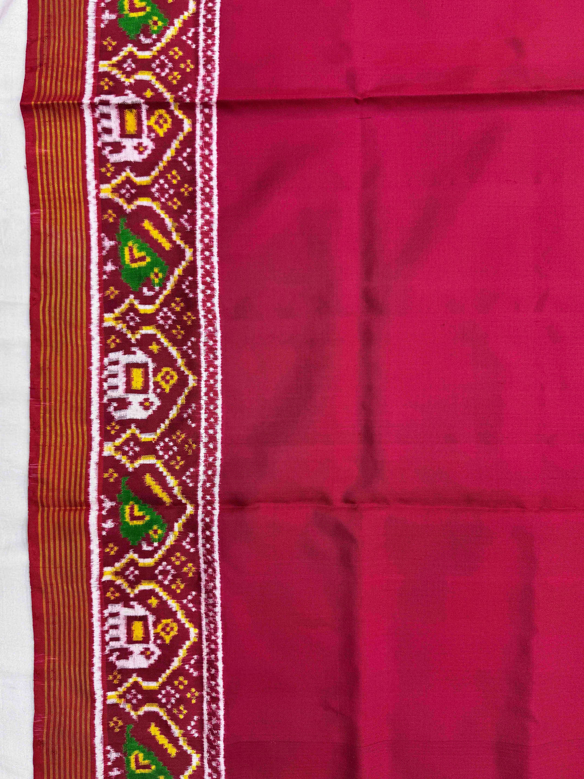 Red & Dark Pink Plain Double Ikat Patan Patola Saree