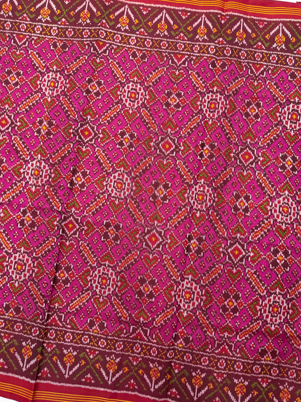 Red & Pink Manekchowk Single Ikat Patan Patola Saree