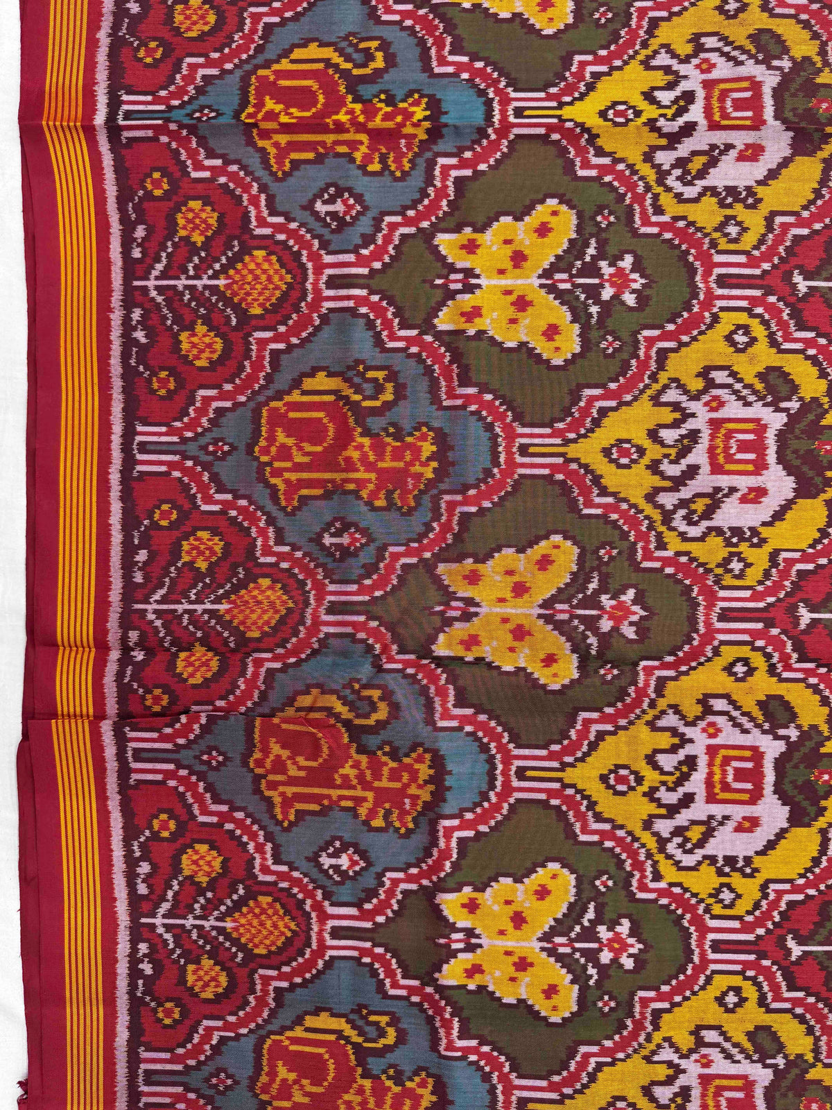 Red & Multicolor Fancy Narikunj Single Ikat Patan Patola Saree