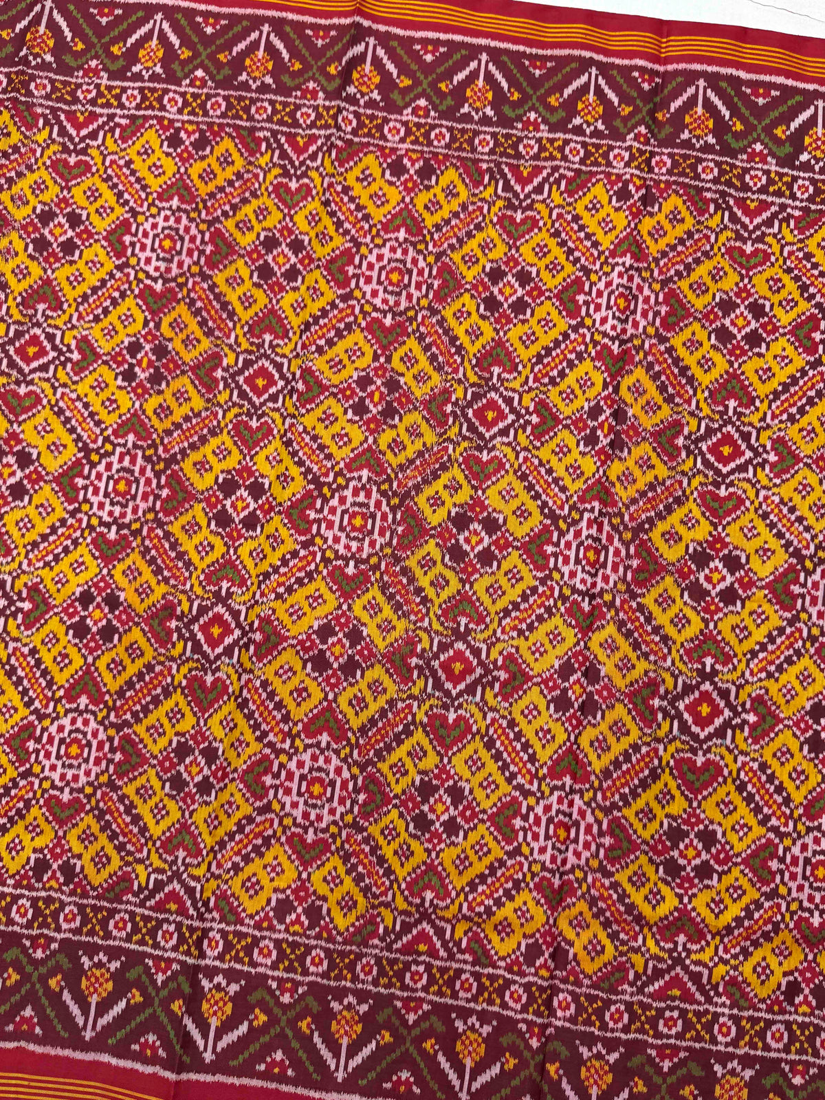 Red & Yellow Manekchowk Single Ikat Patan Patola Saree