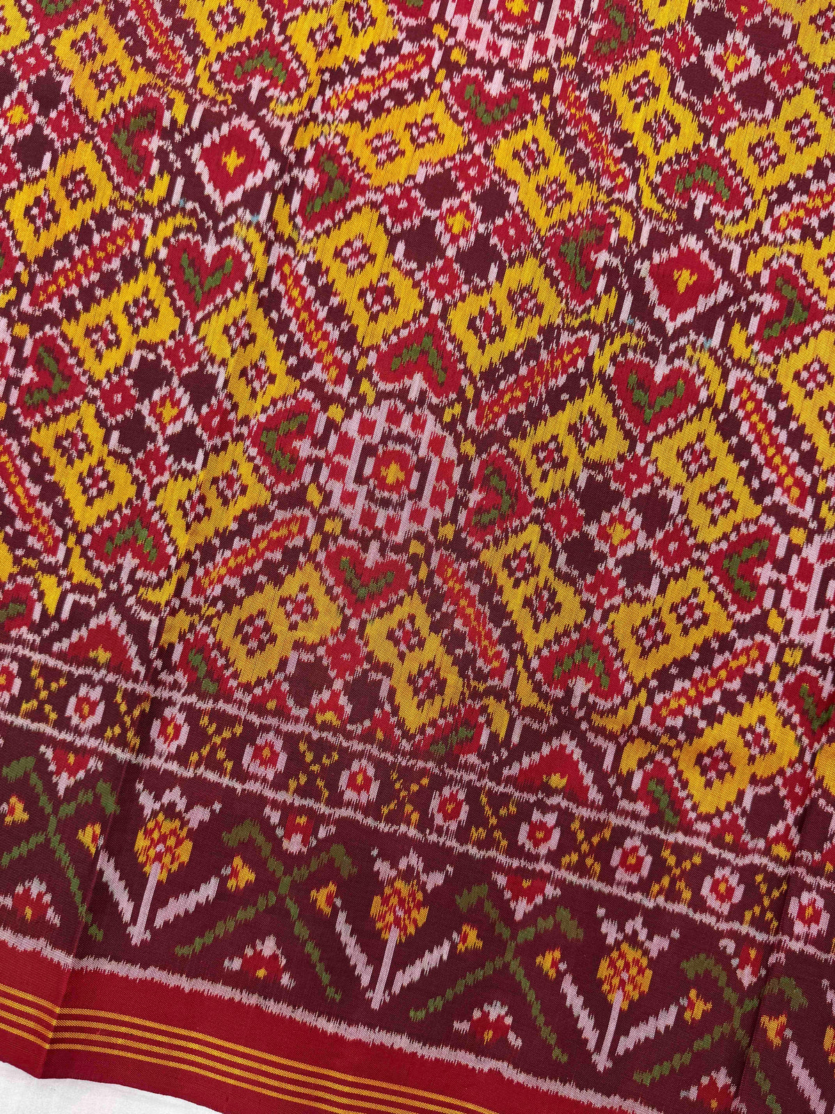 Red & Yellow Manekchowk Single Ikat Patan Patola Saree