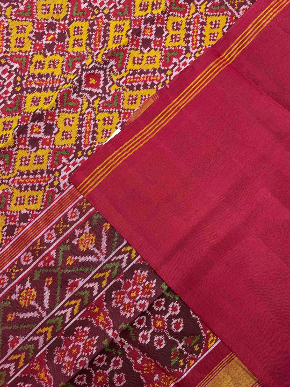 Red & Yellow Manekchowk Single Ikat Patan Patola Saree