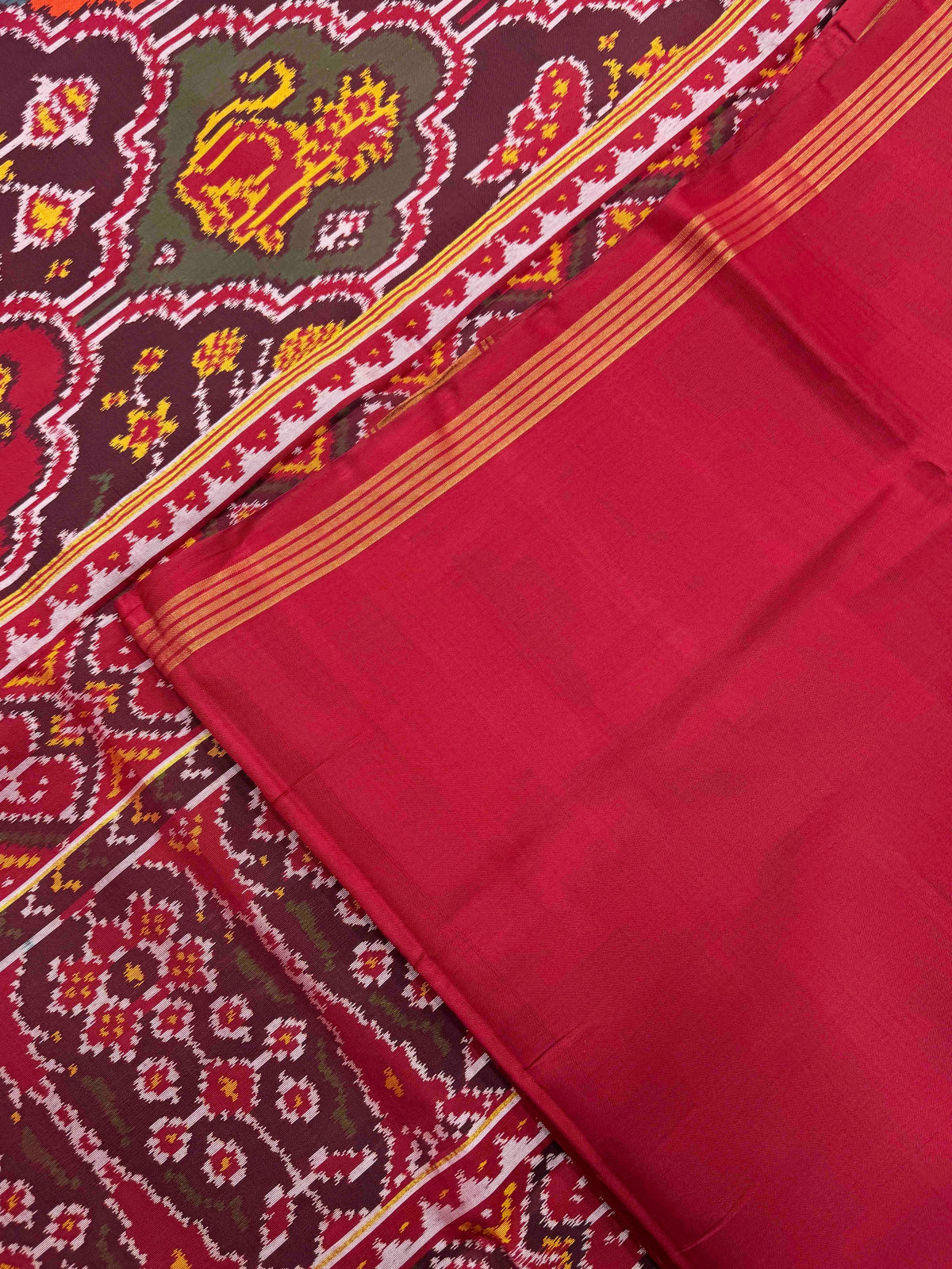Red & Multicolor Fancy Narikunj Single Ikat Patan Patola Saree