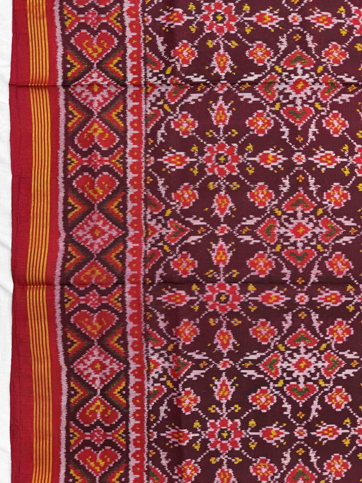 Red & Maroon Chhabdi Single Ikat Patan Patola Saree