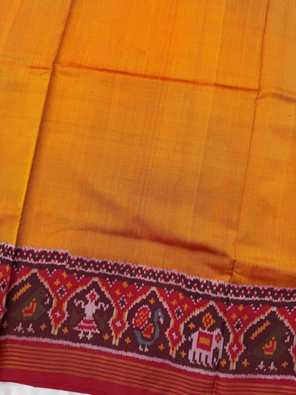 Red & Yellow Plain Single Ikat Patan Patola Saree