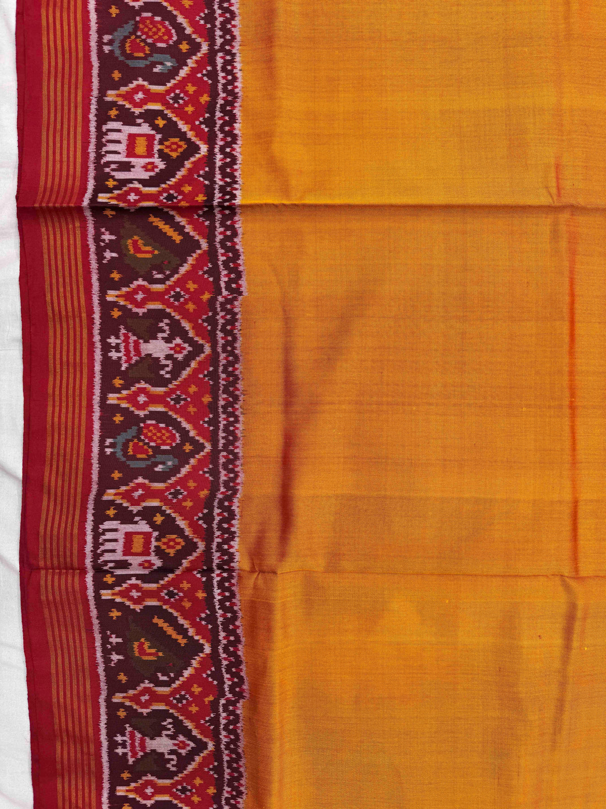 Red & Yellow Plain Single Ikat Patan Patola Saree