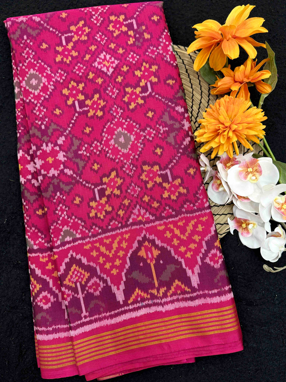 Pink Navratan Single Ikat Patan Patola Saree