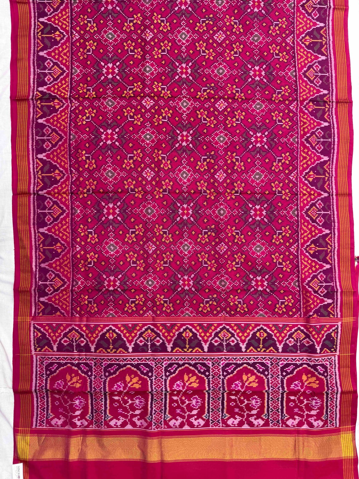 Pink Navratan Single Ikat Patan Patola Saree