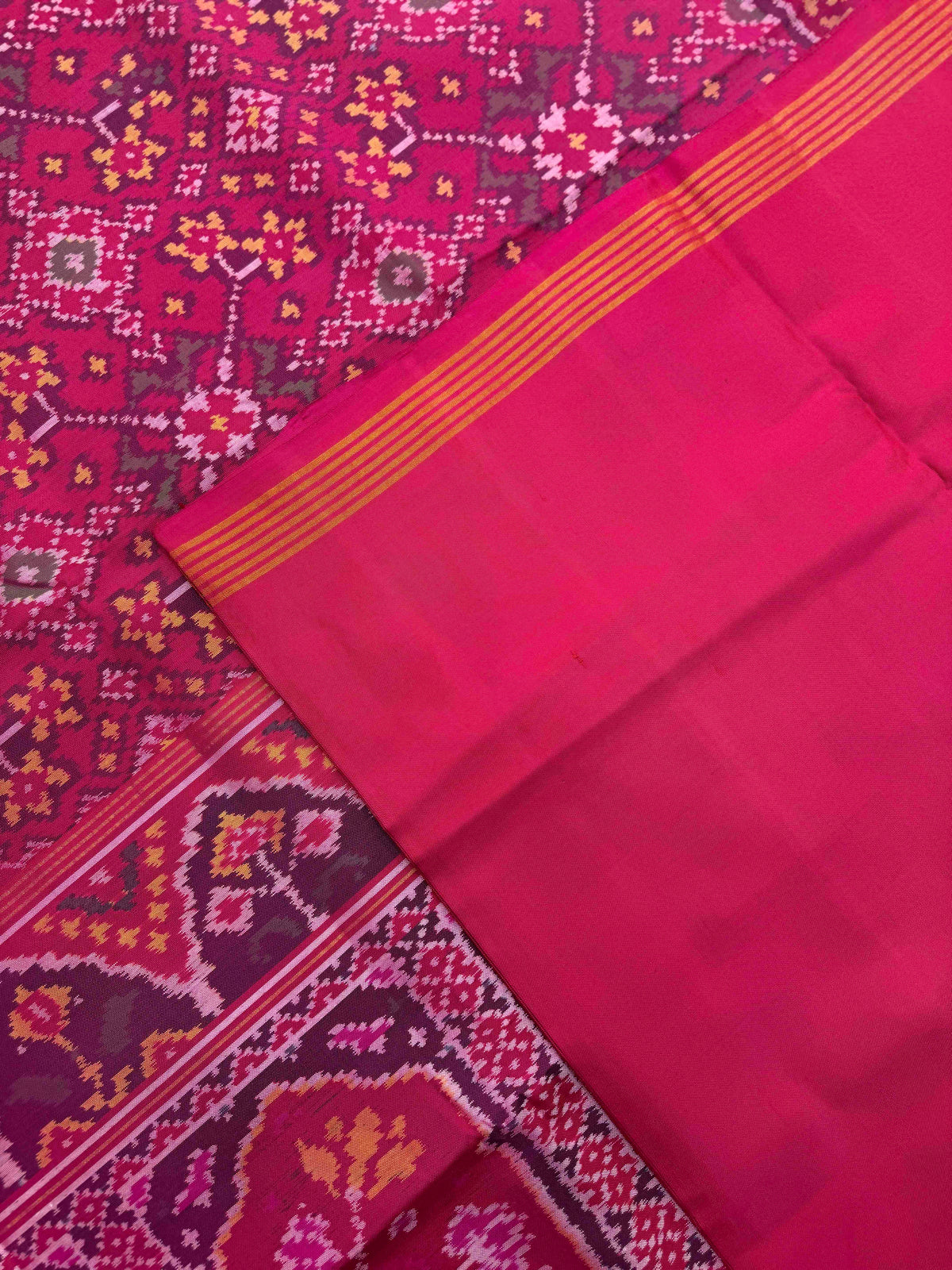 Pink Navratan Single Ikat Patan Patola Saree