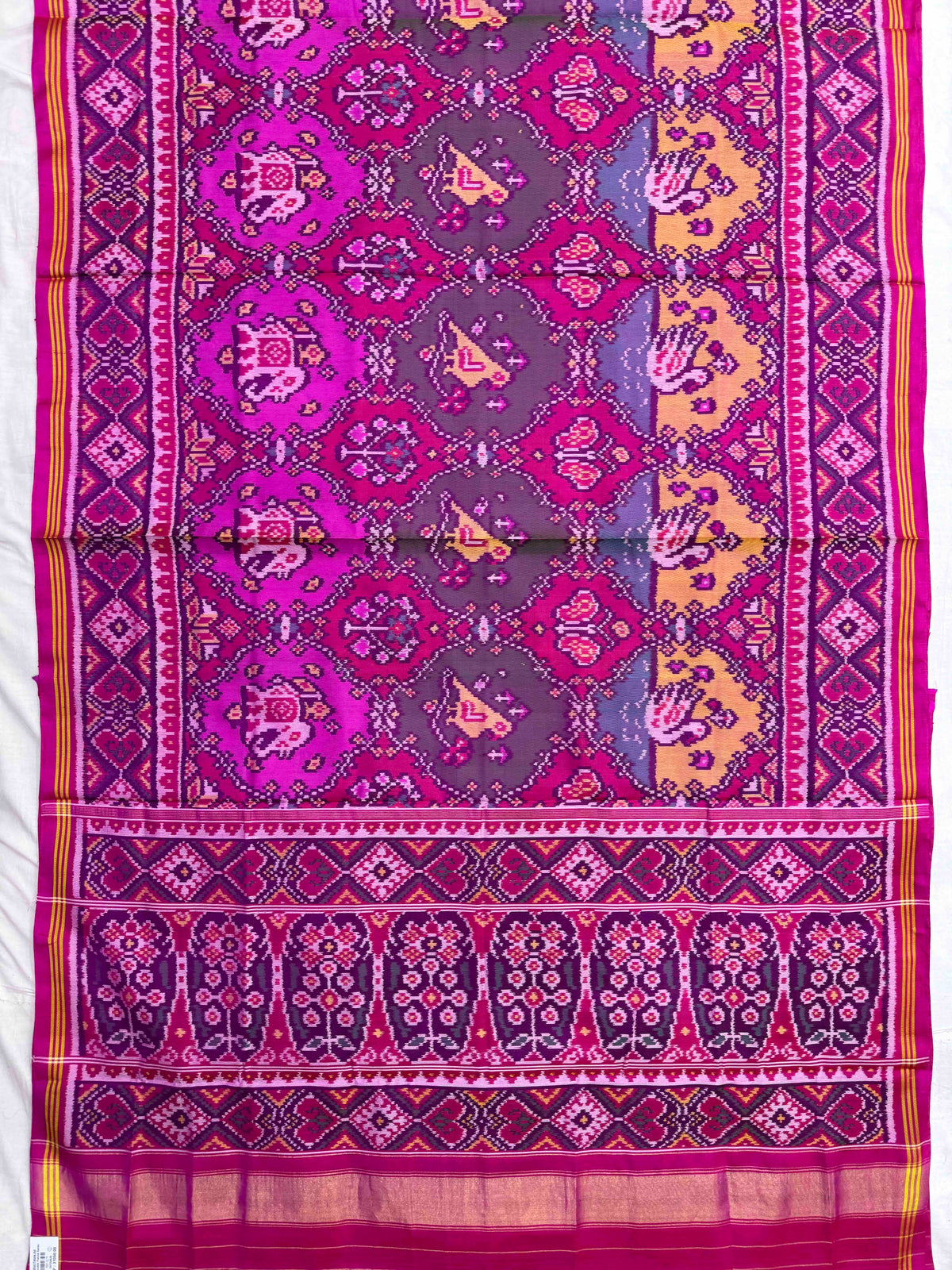 Pink & Multicolor Fancy Narikunj Single Ikat Patan Patola Saree