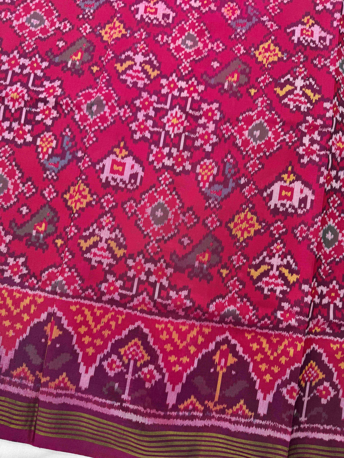Purple & Pink Navratan Narikunj Single Ikat Patan Patola Saree