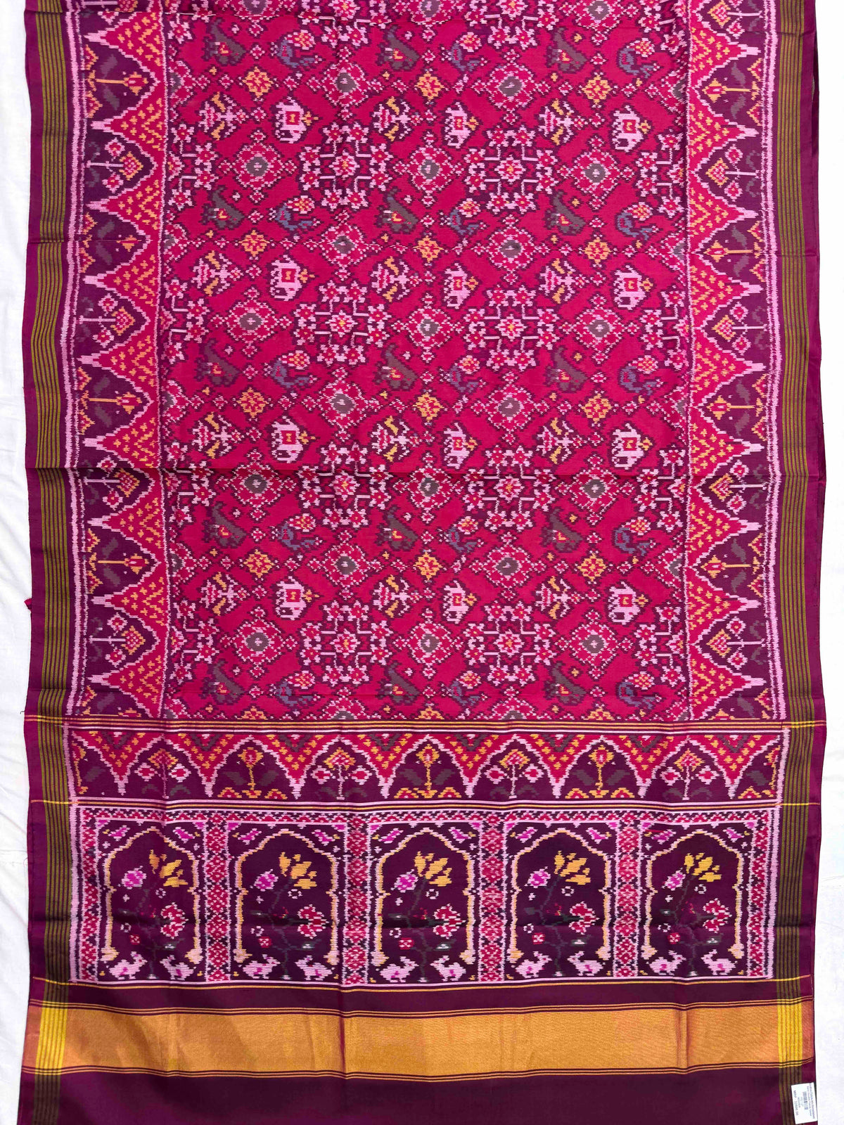 Purple & Pink Navratan Narikunj Single Ikat Patan Patola Saree