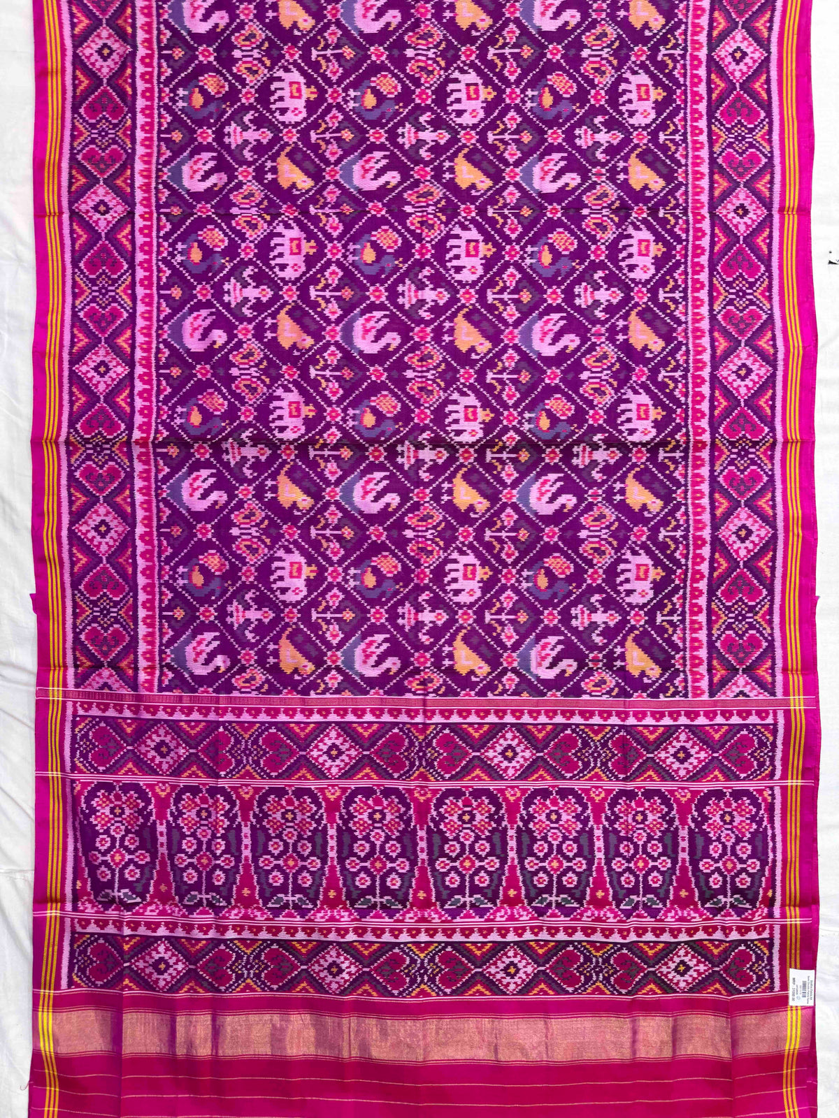 Pink & Purple Small Narikunj Single Ikat Patan Patola Saree