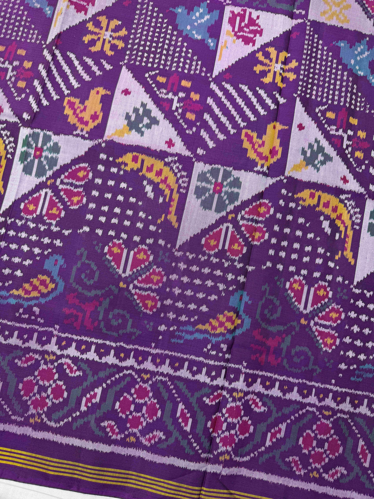 Purple Narikunj Fancy Single Ikat Patan Patola Saree