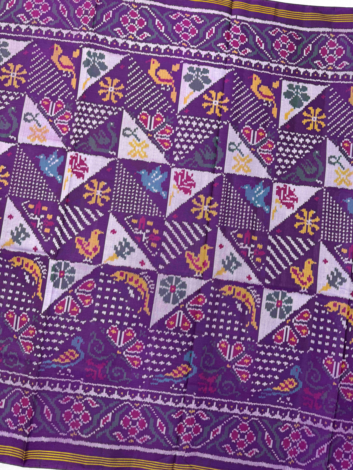 Purple Narikunj Fancy Single Ikat Patan Patola Saree