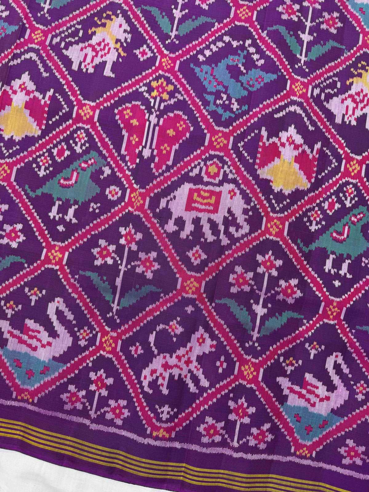 Purple Narikunj Single Ikat Patan Patola Saree