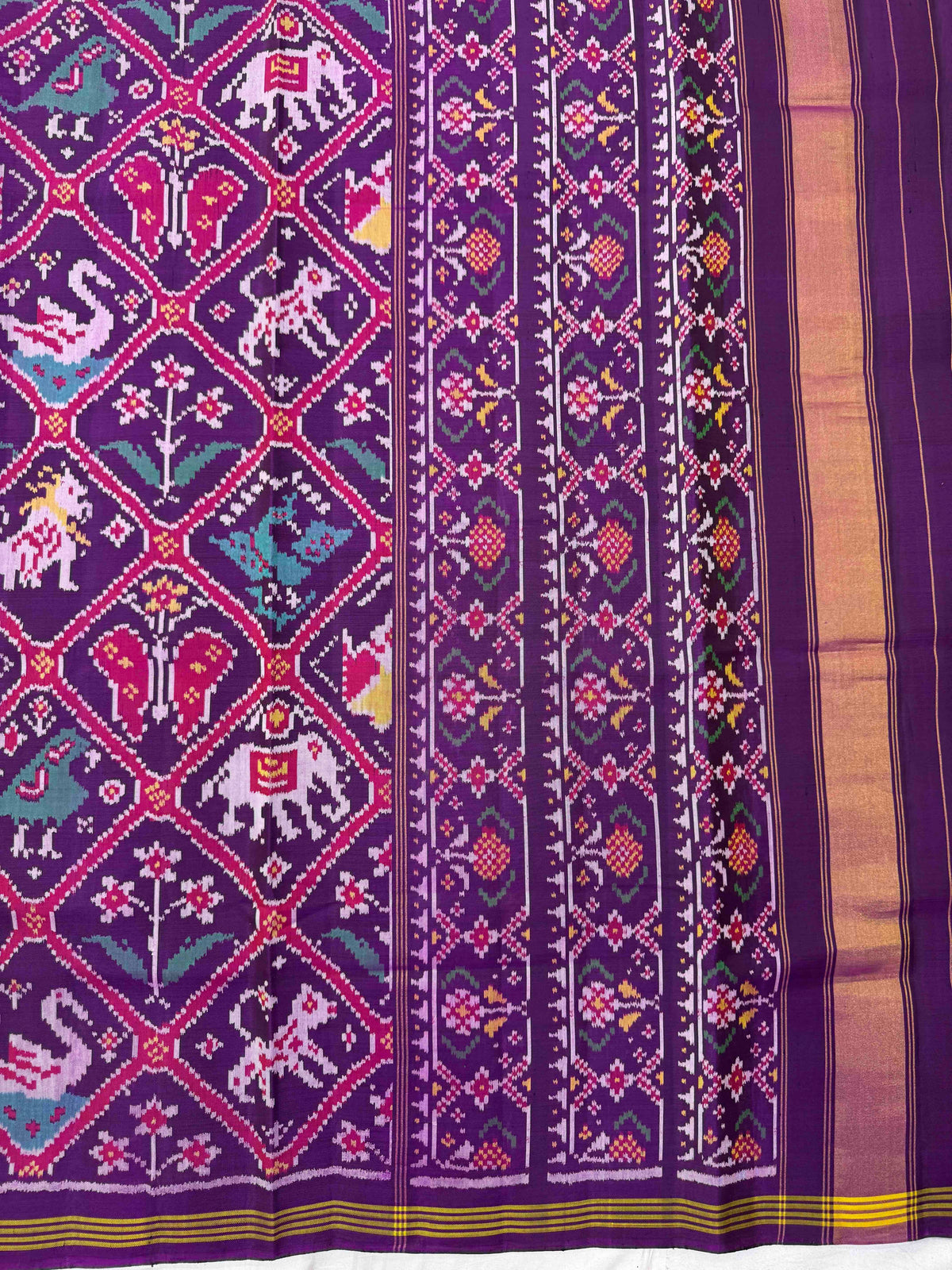 Purple Narikunj Single Ikat Patan Patola Saree