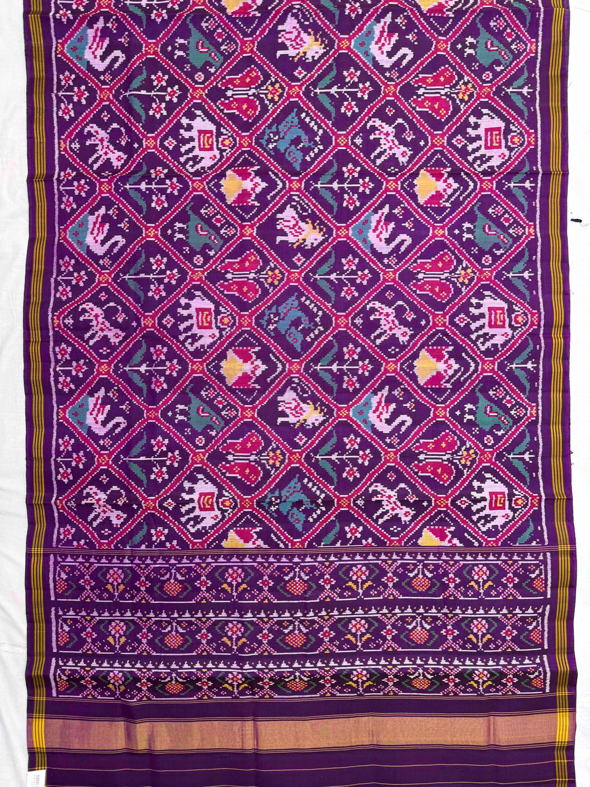 Purple Narikunj Single Ikat Patan Patola Saree