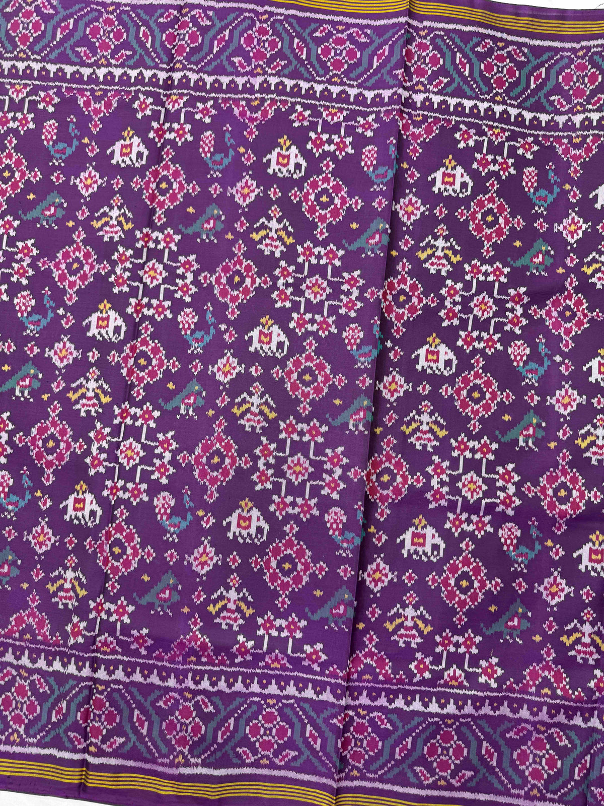 Purple Navratan Narikunj Single Ikat Patan Patola Saree