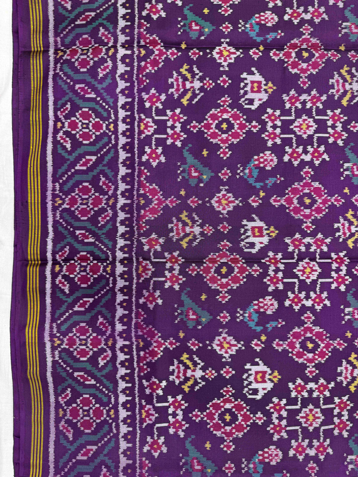 Purple Navratan Narikunj Single Ikat Patan Patola Saree