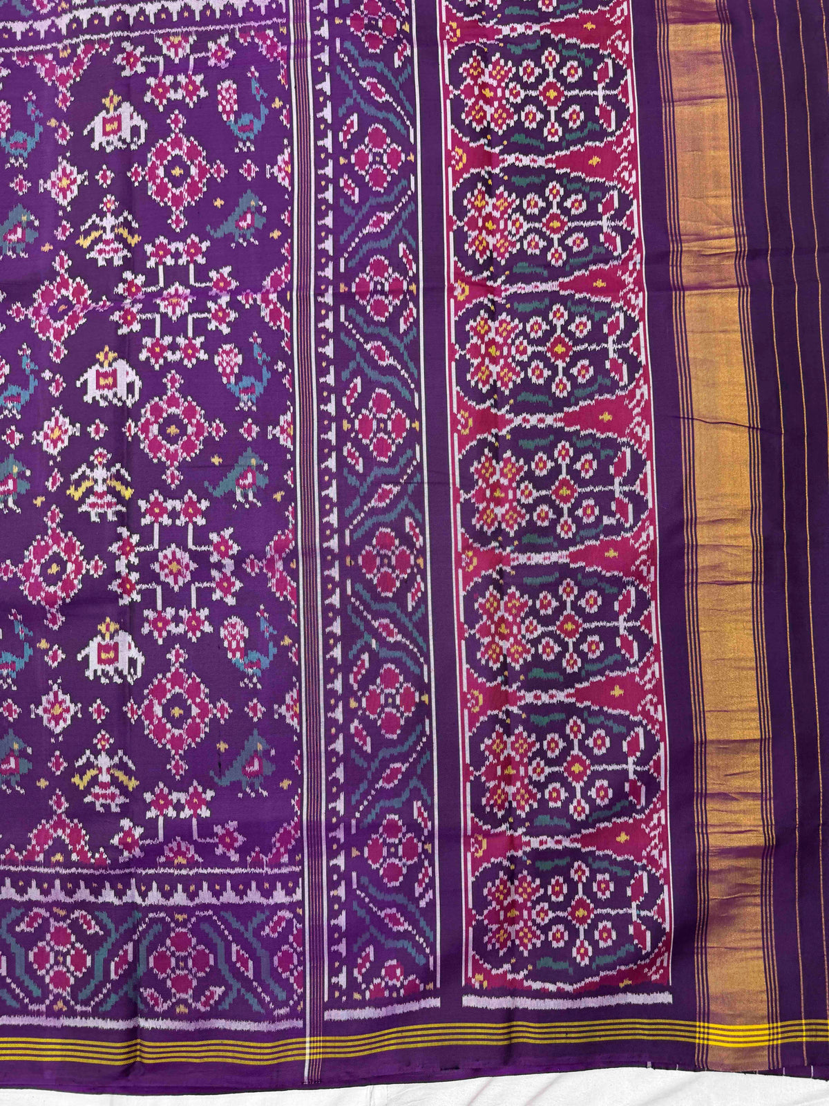 Purple Navratan Narikunj Single Ikat Patan Patola Saree